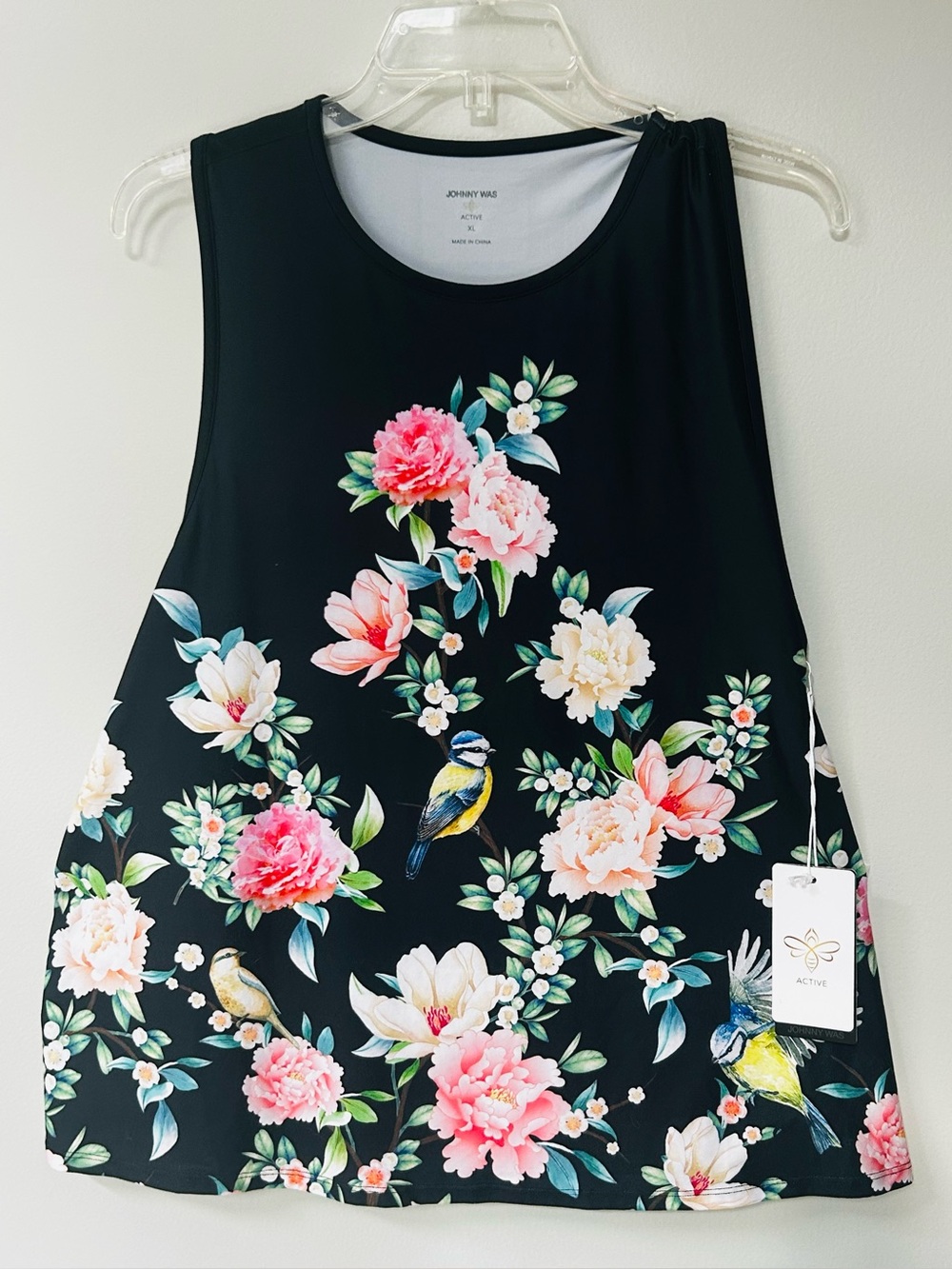 Johnny Was Bee Active Birdie Active Swing Tank Top Boho Chic Size XL NWT